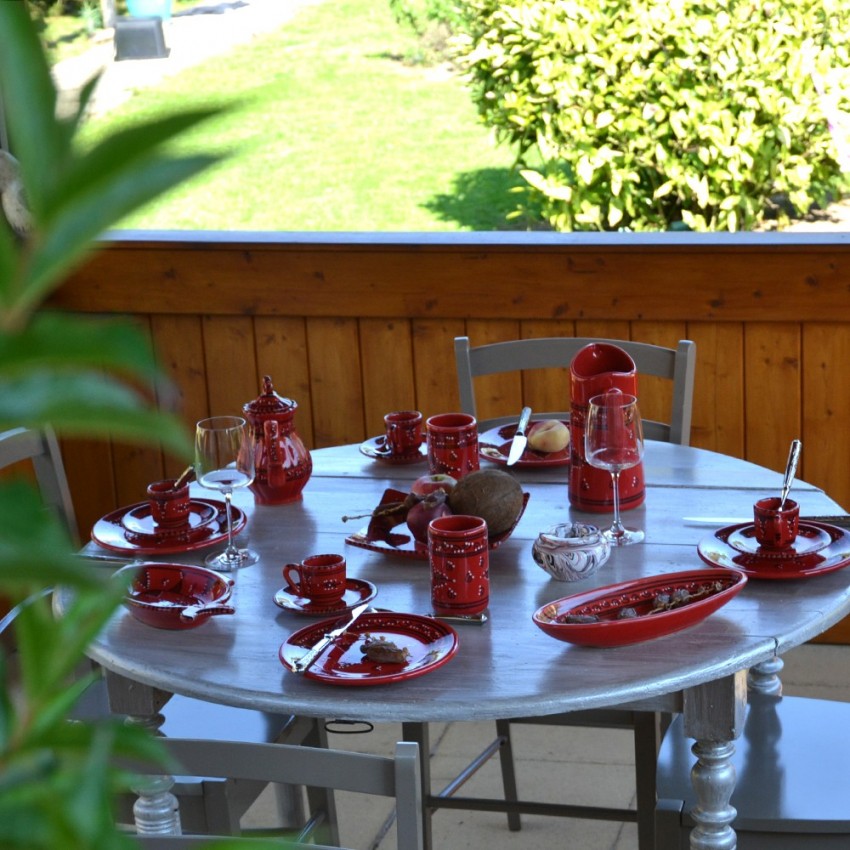 Plat ovale Tatoué rouge - L 40 cm