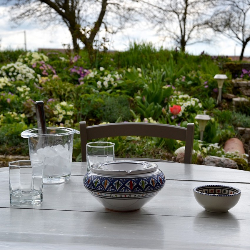 Cendrier anti fumée Bakir bleu - D 20 cm