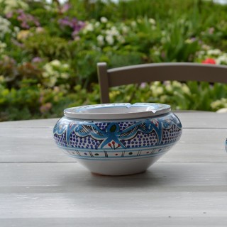 Cendrier anti fumée Marocain turquoise - D 20 cm