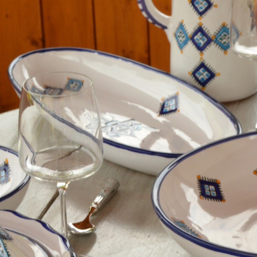Plat ovale Khelel bleu - L 20 cm