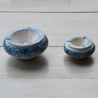 Cendrier Moyen modèle anti fumée Marocain turquoise - D 12 cm