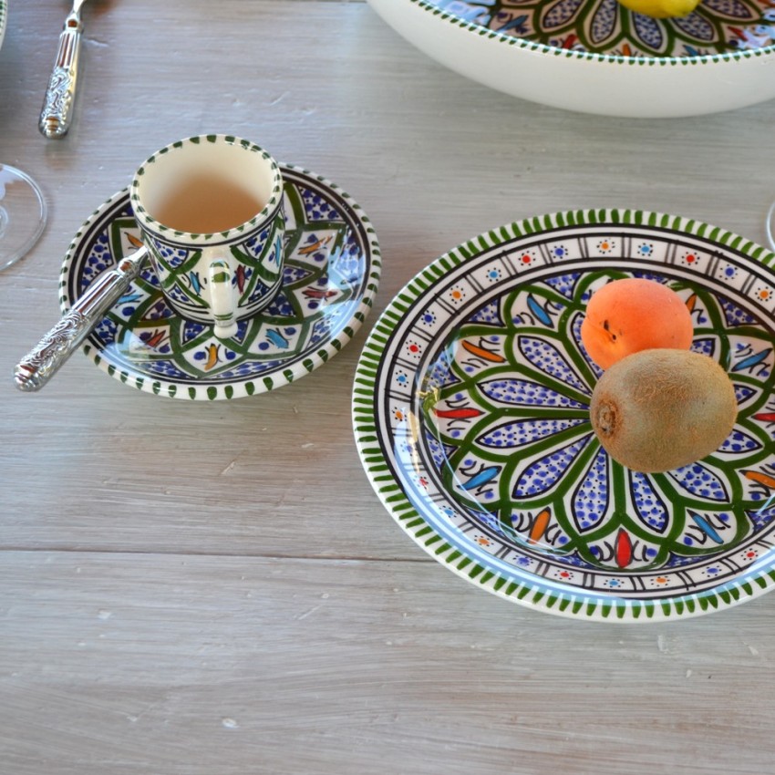 Lot de 6 assiettes à entrée ou dessert Bakir vert - D 20 cm