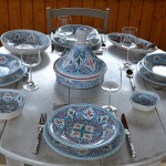 Lot de 6 assiettes creuses Marocain turquoise Liseré - D 24 cm