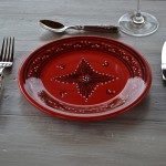 Lot de 6 assiettes plates Tatoué rouge - D 24 cm