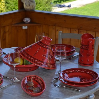 Lot de 6 assiettes creuses Tatoué rouge - D 24 cm