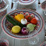 Service à couscous assiettes Tebsi Bakir rouge - 12 pers 