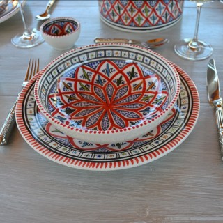 Service à couscous assiettes jattes  Bakir rouge - 12 pers
