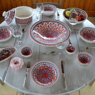 Service à couscous assiettes jattes  Bakir rouge - 12 pers