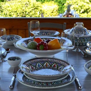 Service à couscous assiettes creuses Bakir vert - 12 pers