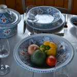 Service à couscous Marocain turquoise assiettes creuses - 12 pers