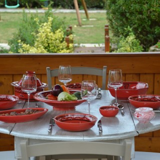 Service à couscous assiettes jattes Tatoué rouge - 12 pers