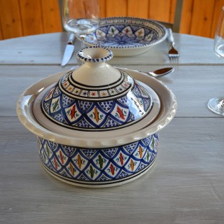 Service à couscous assiettes creuses Bakir bleu - 12 pers