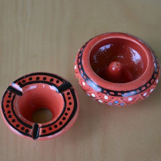 Lot de 2 mini cendriers Marrakech Noir et Rouge