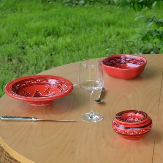 Service couscoussier assiettes Tebsis Tatoué rouge - 6 pers