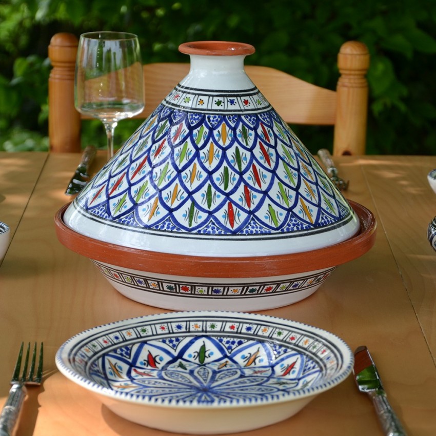Service tajine assiettes creuses Bakir bleu - 6 pers 