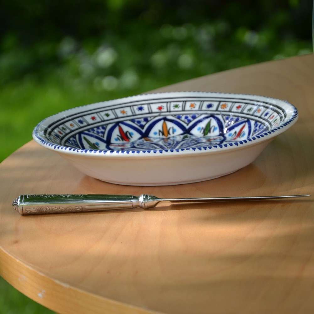 Lot De 6 Assiettes Creuses En Cuivre Bleu – Diamètre 24 Cm, Décor Main, Lavables Et Sans Plomb