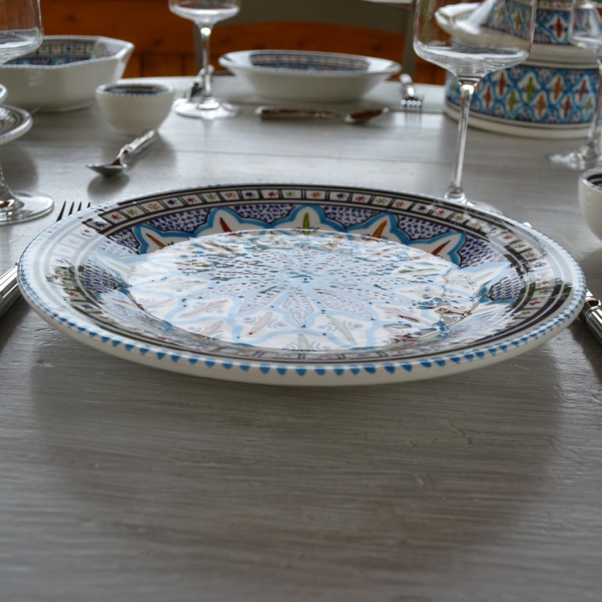 Lot de 6 assiettes plates Bakir turquoise - D 28 cm