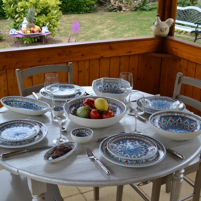 Lot de 6 assiettes plates Bakir turquoise - D 28 cm