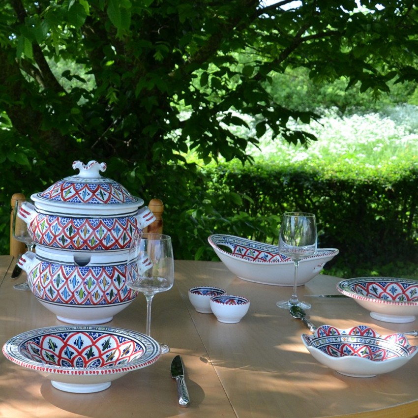 Service couscoussier assiettes Tebsis Bakir rouge - 8 pers