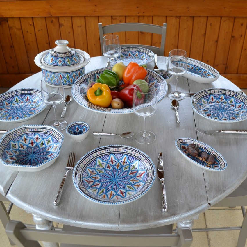 Service à couscous assiettes creuses Bakir turquoise - pers