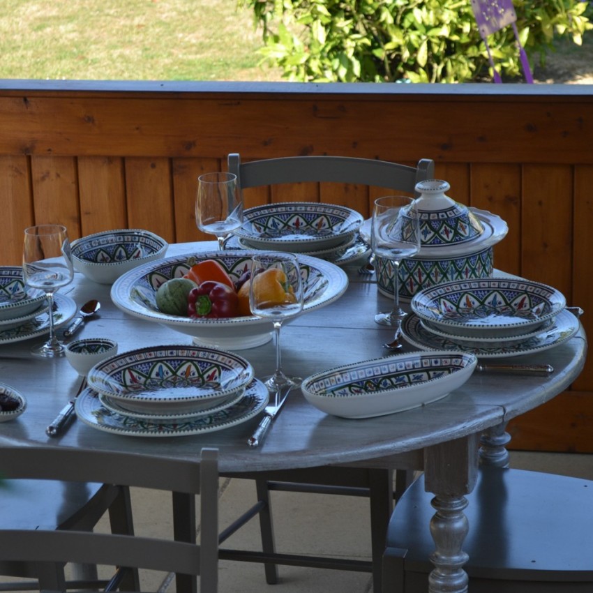 Service à couscous assiettes creuses Bakir vert - 6 pers