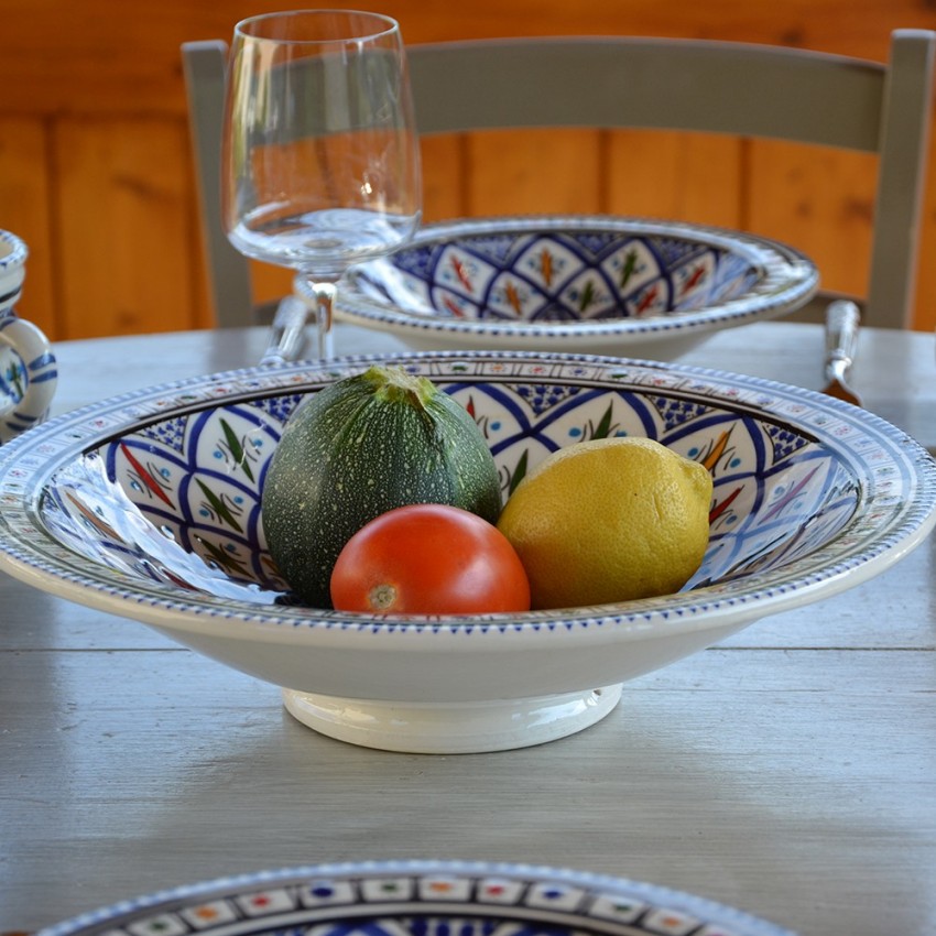 Service à couscous assiettes creuses Bakir bleu - 8 pers