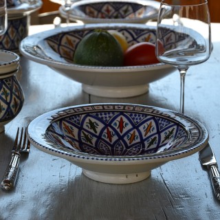 Service à couscous assiettes Tebsi Bakir bleu - 8 pers