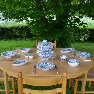 Service couscoussier assiettes Tebsis Bakir bleu - 8 pers