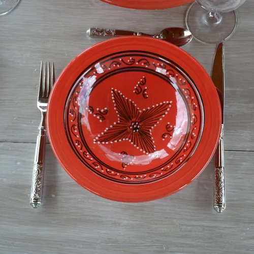 Service à couscous assiettes Tebsis Tatoué rouge - 8 pers  2