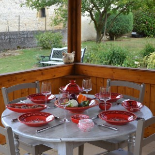 Service à couscous assiettes creuses Tatoué rouge - 8 pers