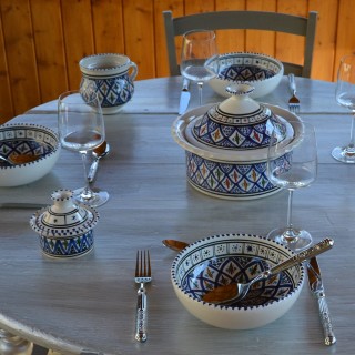 Service à soupe Jileni bleu - 8 pers