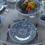 Assiette à entrée ou dessert Marocain turquoise Liseré - D 20 cm