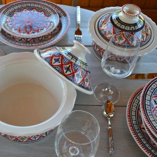 Service à couscous assiettes creuses Bakir rouge - 12 pers