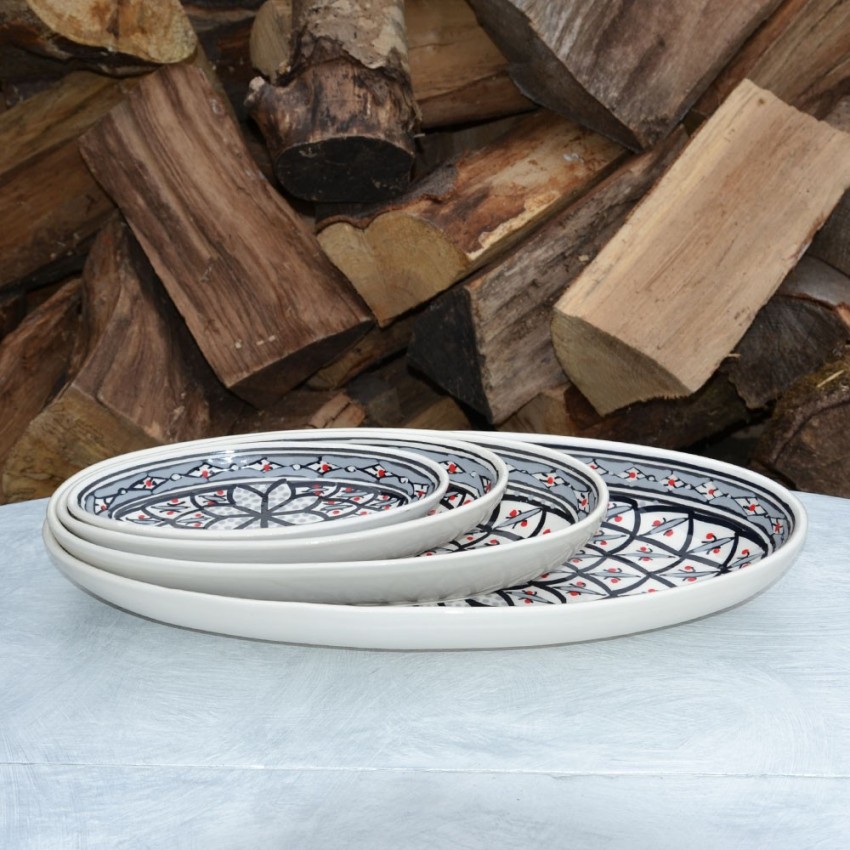 Plat ovale Bakir gris - L 40 cm