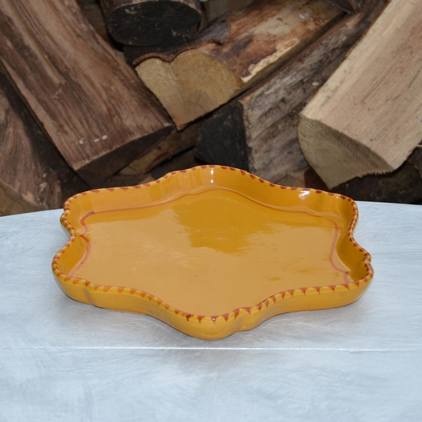 Service apéritif Fleur Tatoué jaune moutarde