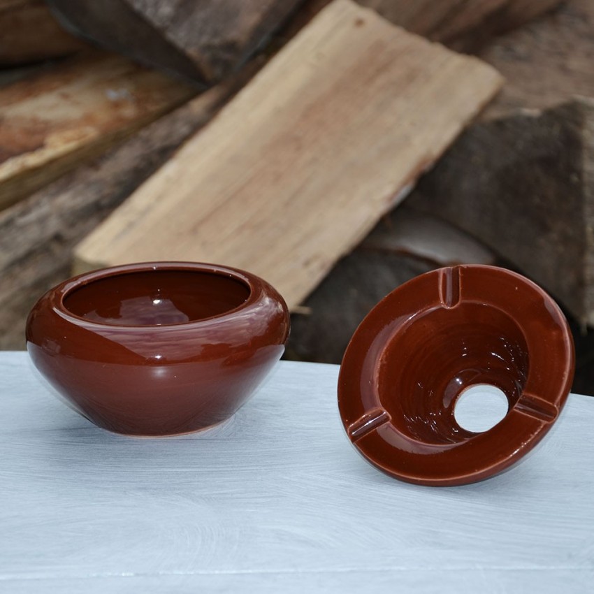 Cendrier Tunisien Uni marron - Moyen modèle