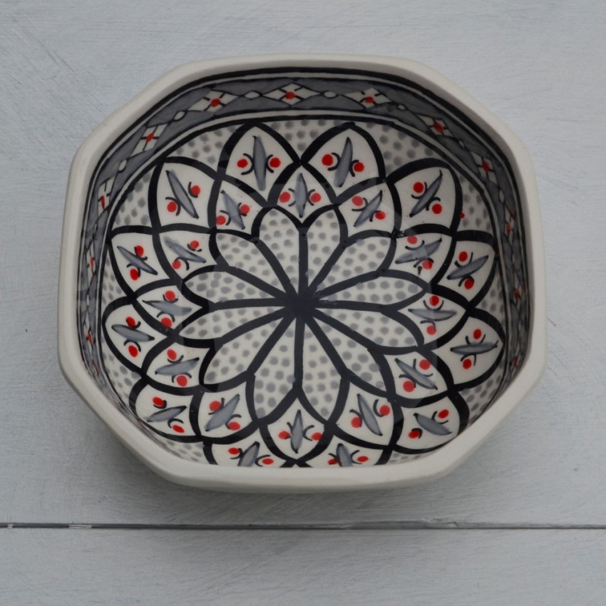 Plat octogonal Bakir gris - L 20 cm