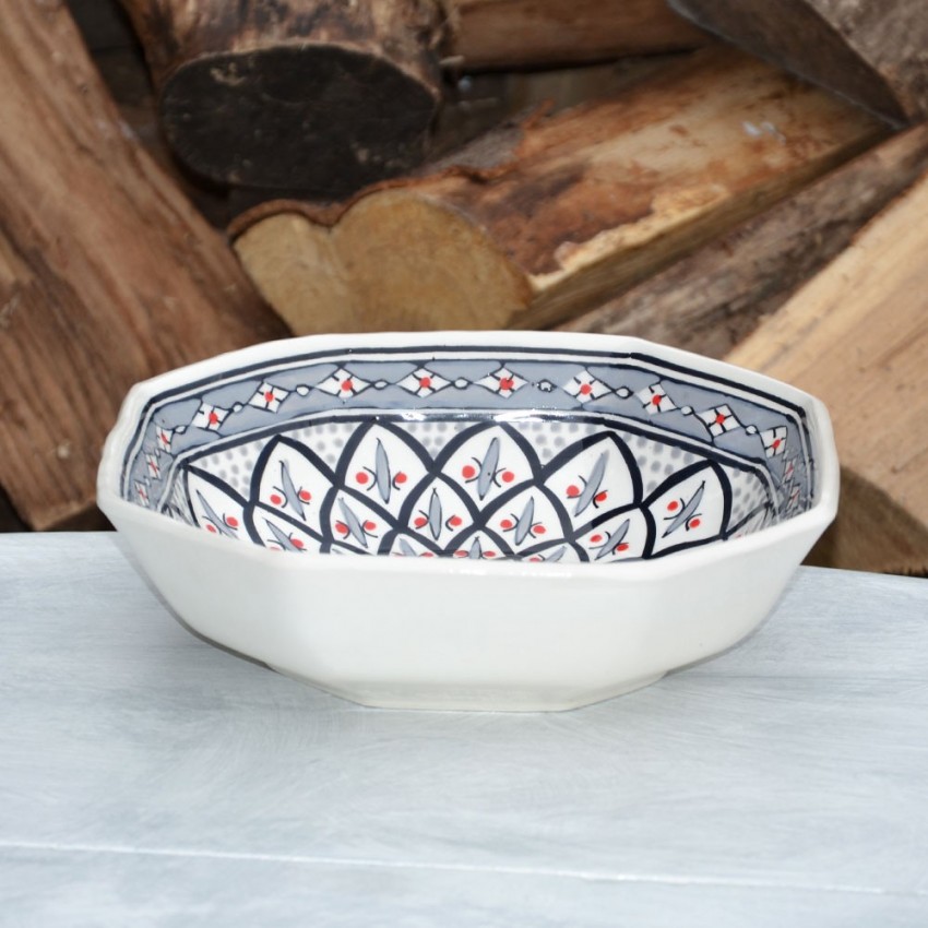 Plat octogonal Bakir gris - L 25 cm