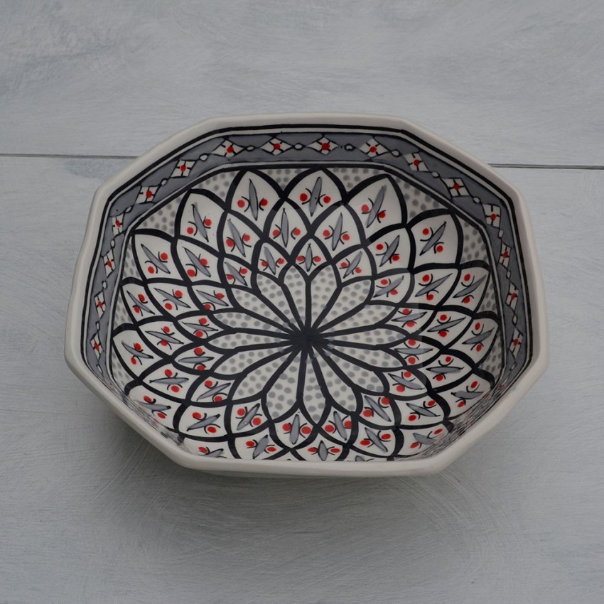 Plat octogonal Bakir gris - L 25 cm