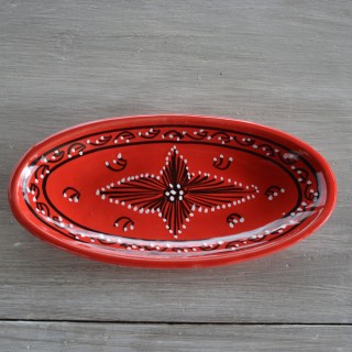 Plat ovale Tatoué rouge - L 30 cm