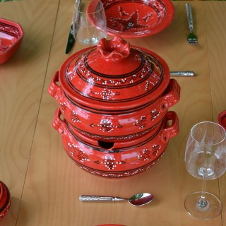 Couscoussier Tatoué rouge - Grand modèle