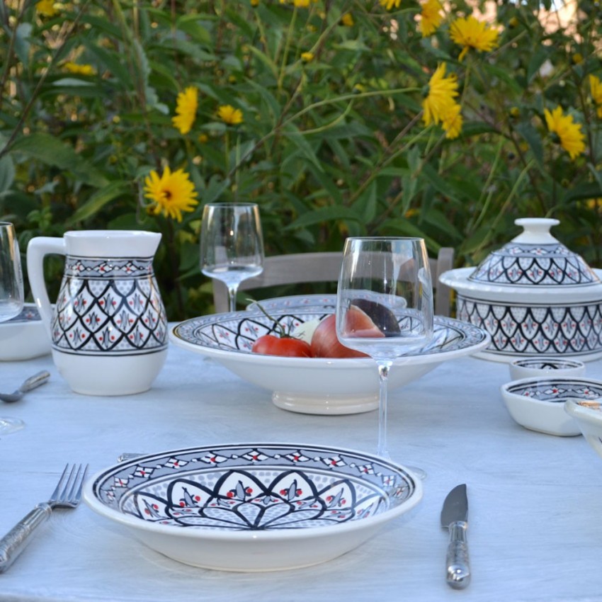 Service à couscous assiettes creuses Bakir gris - 8 pers