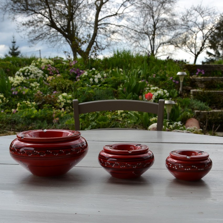 Cendrier anti fumée Tatoué rouge - Très Grand modèle