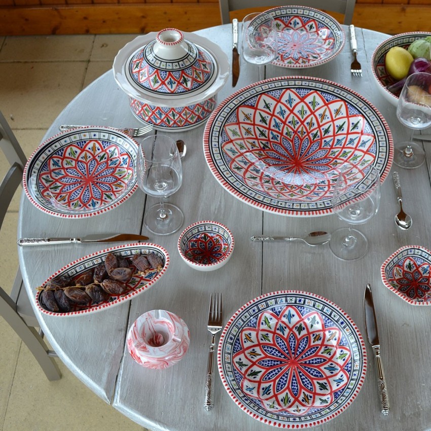 Service à couscous assiettes creuses Bakir rouge - 6 pers