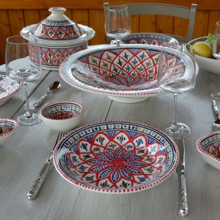 Service à couscous assiettes creuses Bakir rouge - 6 pers