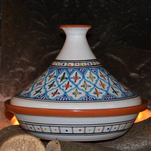 Tajine Bakir turquoise - D 31 cm traditionnel