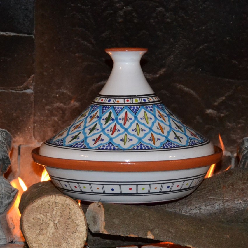 Tajine Bakir turquoise - D 31 cm traditionnel