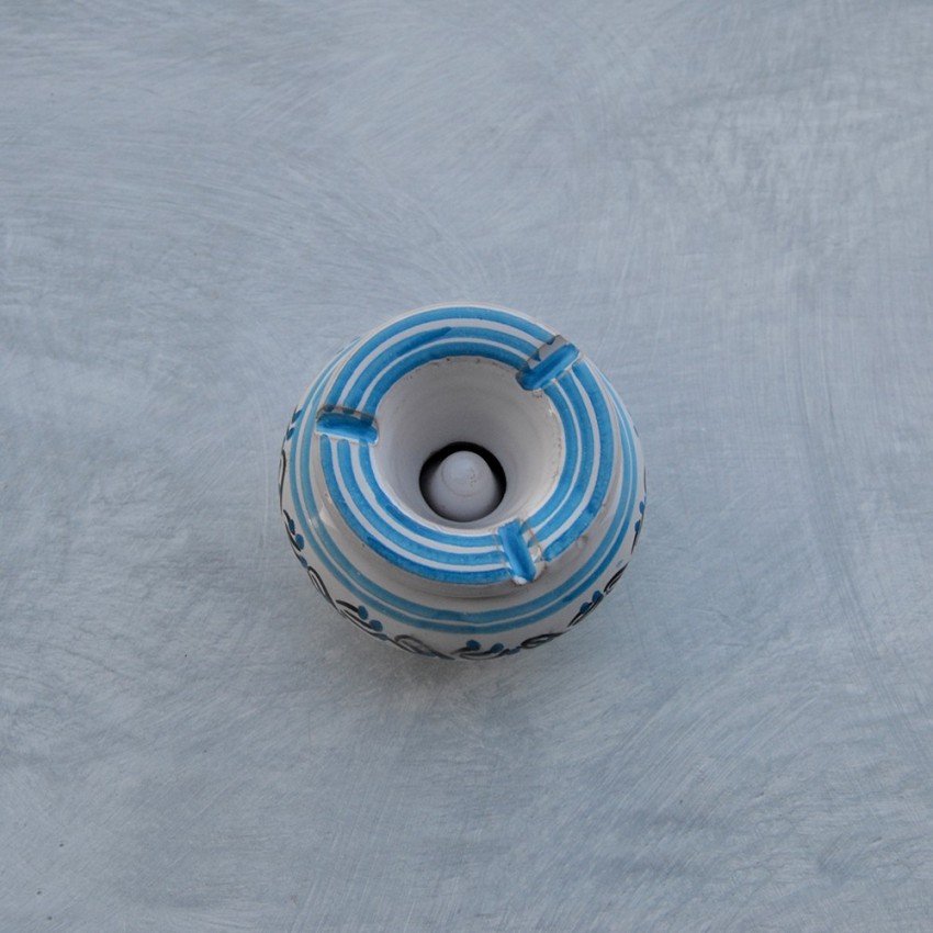 Cendrier anti fumée Tatoué turquoise et blanc - Mini modèle