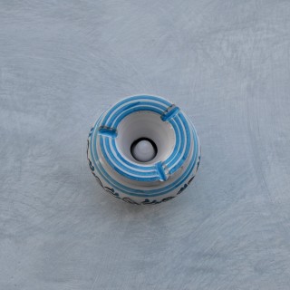 Cendrier anti fumée Tatoué turquoise et blanc - Mini modèle