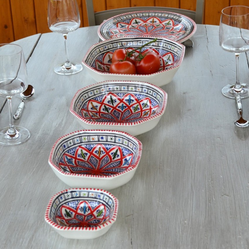 Plat octogonal Bakir rouge - L 11 cm